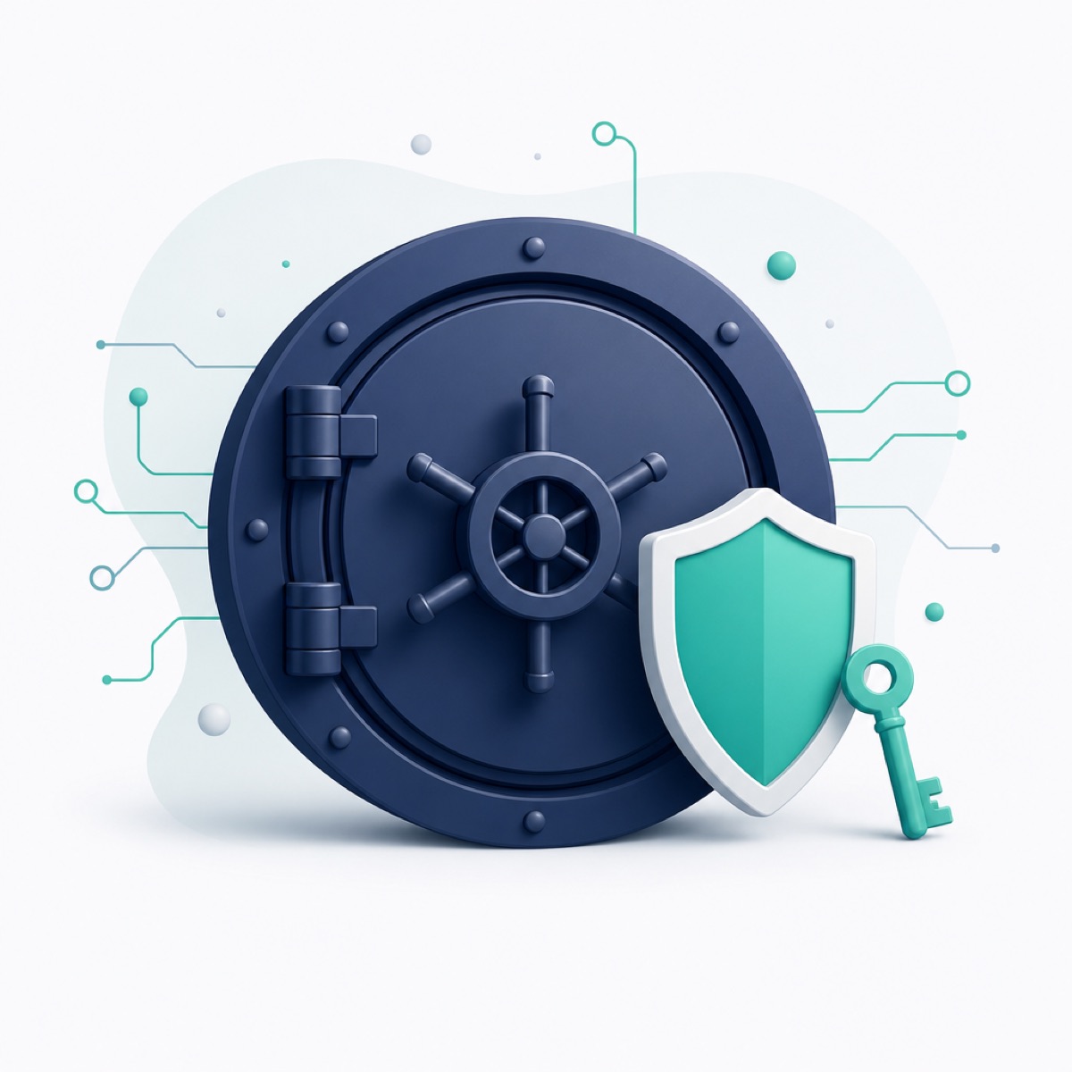 Vault door with shield — security illustration